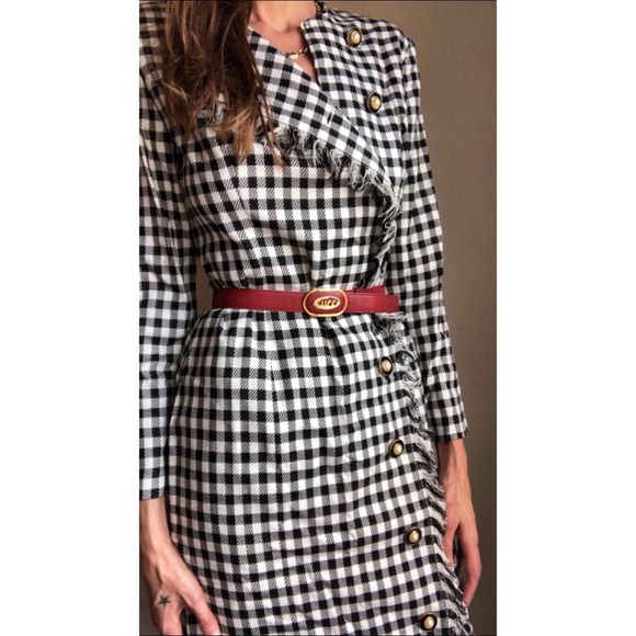 Vintage houndstooth button front dress - Picture 2 of 8